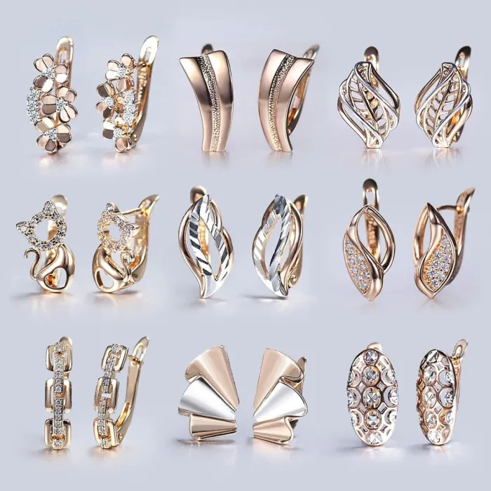 Cut out flowers - cubic zircon - crystal earringsEarrings