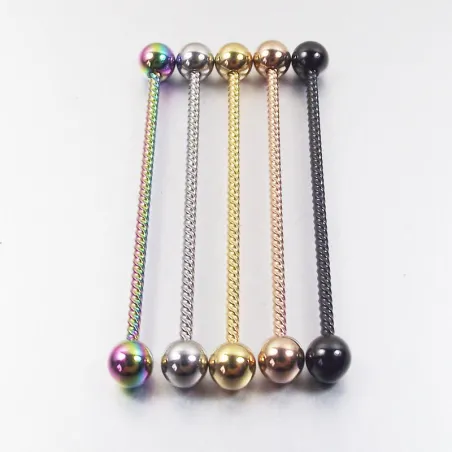 Twisted industrial barbell - Body Piercing - Edelstahl - 38mm