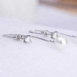 Long earrings with crystal & white pearlEarrings