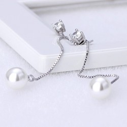 Long earrings with crystal & white pearlEarrings