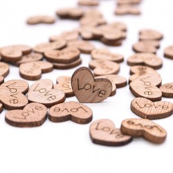 Mini wooden love hearts - decoration - 100 piecesValentine's day