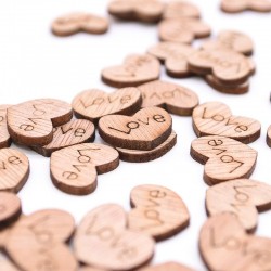 Mini wooden love hearts - decoration - 100 piecesValentine's day