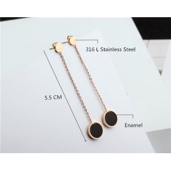 Long black earrings - rose gold - stainless steelEarrings