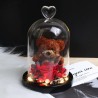 Eternal erhaltene Rose mit Teddybär in Glas - LED