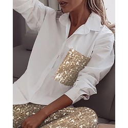 Sequin long sleeve shirt & glitter shiny pant - setBlouses & shirts