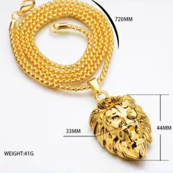 Lion's head pendant - gold necklaceNecklaces