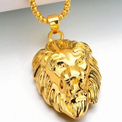 Lion's head pendant - gold necklaceNecklaces