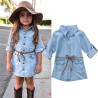 Angeknöpftes Langarmshirt - Mini Denim Kleid für Mädchen