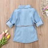 Angeknöpftes Langarmshirt - Mini Denim Kleid für Mädchen