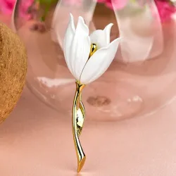 Weiße Tulpe - elegante Brosche