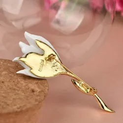 Weiße Tulpe - elegante Brosche