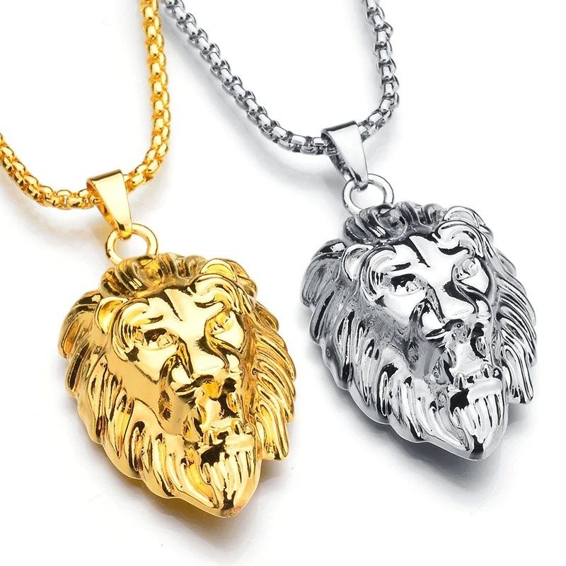 Lion's head pendant - gold necklaceNecklaces