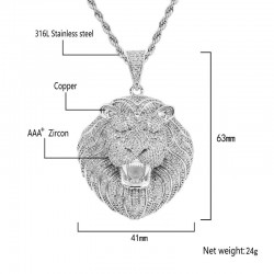 Iced out crystal lion's head - luxurious necklace - unisexNecklaces