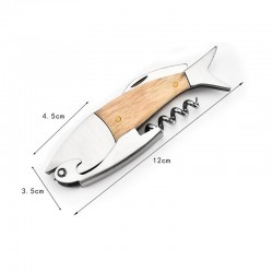 Corkscrew / bottle opener with wood handle - fish shapeBar supply