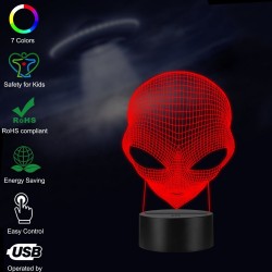 3D alien's head - touch control - RGB - LED - USB - Nachtlampe