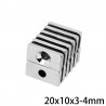 N35 - neodymium magnet - powerful block - with 4mm hole - 20 * 10 * 3mm - 5 - 100 piecesN35