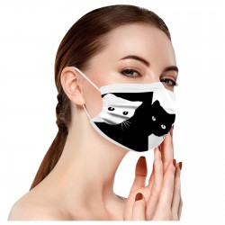 10 Stück - Schutz Mund / Gesichtsmaske - 3-Schicht - Einweg - Katzendruck