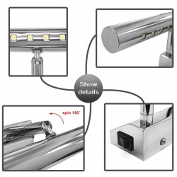 3W - 5W - 7W - LED Wandleuchte - Edelstahllampe mit Schalter - 25 cm - 40 cm - 55 cm