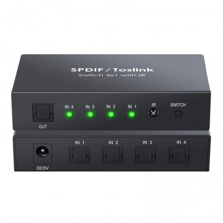 4x1 SPDIF - digitaler optischer Audioschalter - Toslink Schaltkasten mit optischem Kabel
