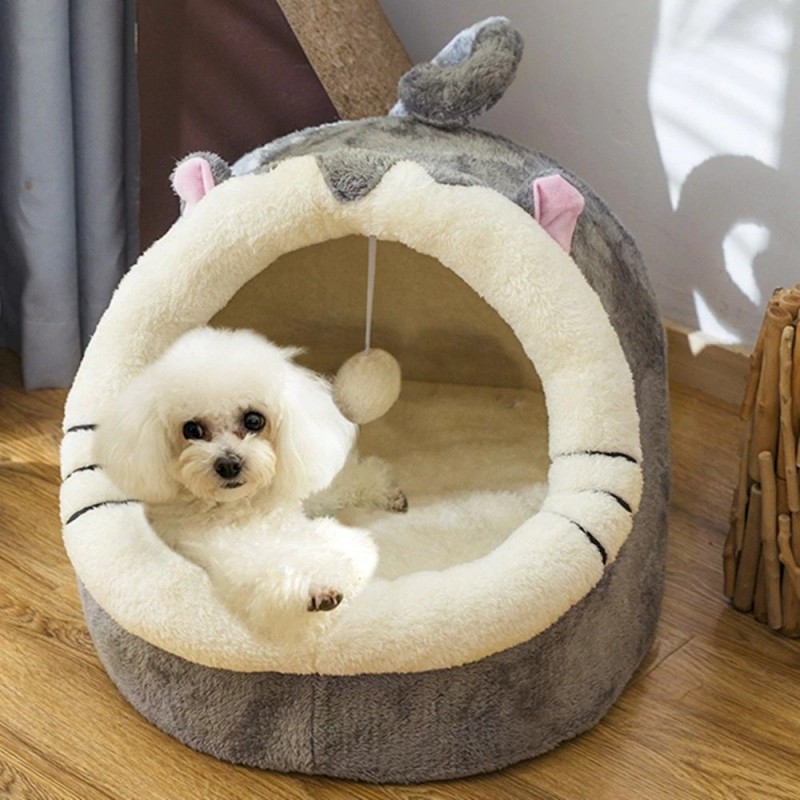 Hunde- / Katzen bett haus - Plüschschlafmatte mit hängendem Spielzeug Hunde- / Katzen bett haus - Plüschschlafmatte mit hängendem Spielzeug