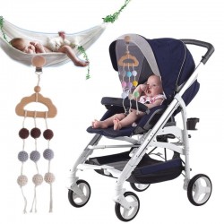 Baby Beißring - Häkelperlen - Kinderwagen / Bett Holzclip - hängendes Spielzeug