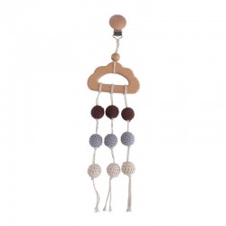 Baby Beißring - Häkelperlen - Kinderwagen / Bett Holzclip - hängendes Spielzeug