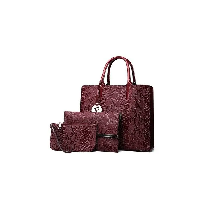 Fashionable leather snake pattern - shoulder / crossbody bag - 3 piecesSets
