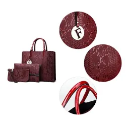 Fashionable leather snake pattern - shoulder / crossbody bag - 3 piecesSets