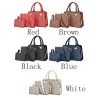 Leather handbag - crossbody - small clutch bag - geometric design - 3 pieces setSets