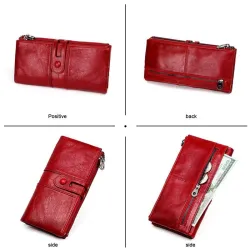 Lange Brieftasche mit Reißverschluss - echtes Leder