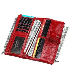 Lange Brieftasche mit Reißverschluss - echtes Leder