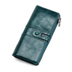 Lange Brieftasche mit Reißverschluss - echtes Leder