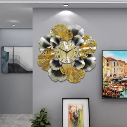 Ginkgoblatt - luxuriöse Wanduhr - Quarz - 60cm