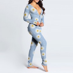 Sleeping jumpsuit with buttons - one-piece pyjama with functional flap backLingerie