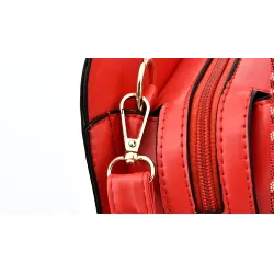 Lederhandtasche - Umhängetasche - kleine Clutch - geometrisches Design - 3-teiliges Set