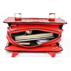 Lederhandtasche - Umhängetasche - kleine Clutch - geometrisches Design - 3-teiliges Set