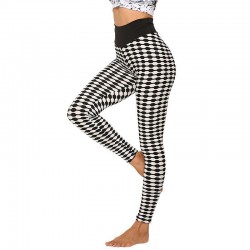 Dehnbare lange Leggings - Abnehmen - mit Gitterdruck - Fitness - Yoga