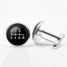 Glass gearbox - white - black round cufflinks - 2 piecesCufflinks
