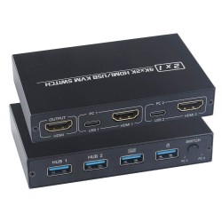 KVM 4K switch splitter - HDMI - USB - shared monitor - with 2 portsSplitters