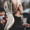 Punk style hair extension - 3-row chain - clip with pearlsHair