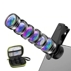 6 in 1 - Universal-Handy-Kameraobjektiv - Fischaugen - Weitwinkel - Makro - CPL/Star ND32 Filter - für Smartphones