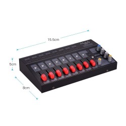 MX8 - portable - stereo audio sound mixer - 8 channels - low noise - with echo effectAudio