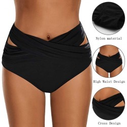 Badeanzugshorts für Frauen - Bikini-Slips - hohe Taille - gekreuztes Design - Polyester