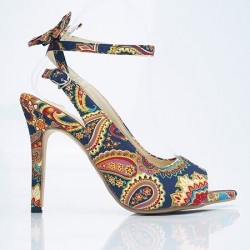 Modern high heel sandals - with an ankle strap - back bow - colorful designSandals