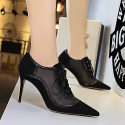 Sexy Knöchel-High-Heels - Schnürung - mit Mesh