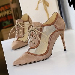 Sexy ankle high heels - lace-up - with meshPumps
