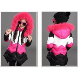 Warm down jacket - with detachable fur hoodKids