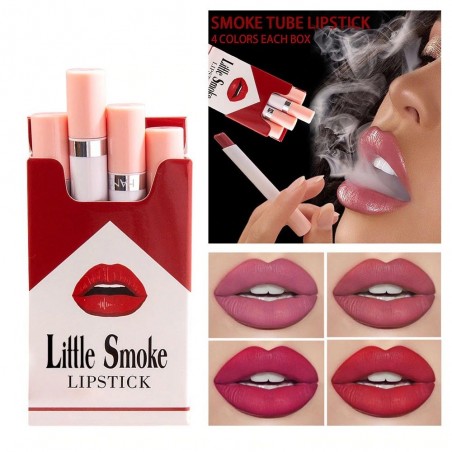 Zigarettenförmiger Lippenstift - samtmatt - wasserdicht - 4 Stück