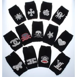 Gestrickte Handschuhe - fingerlos - Nieten - Diamanten - Schädel