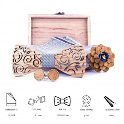 Cufflinks - handkerchief - bow tie - lapel flower - neck band strap - wooden setBows & ties